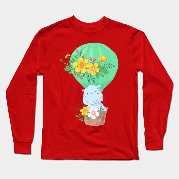 hippopotamus Long Sleeve T-Shirt by karim_shanaan